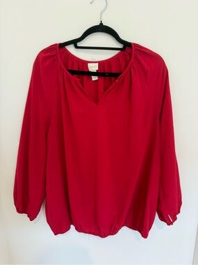 Chico's Bright Red Flowy Peasant Blouse